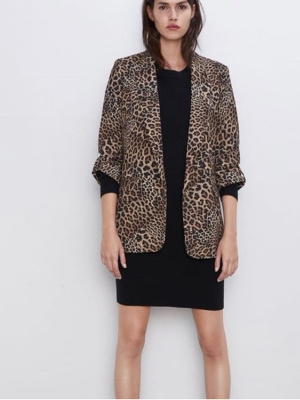 Zara Leopard Print Blazer Jacket Brown Black cheetah indie sleaze mob wife